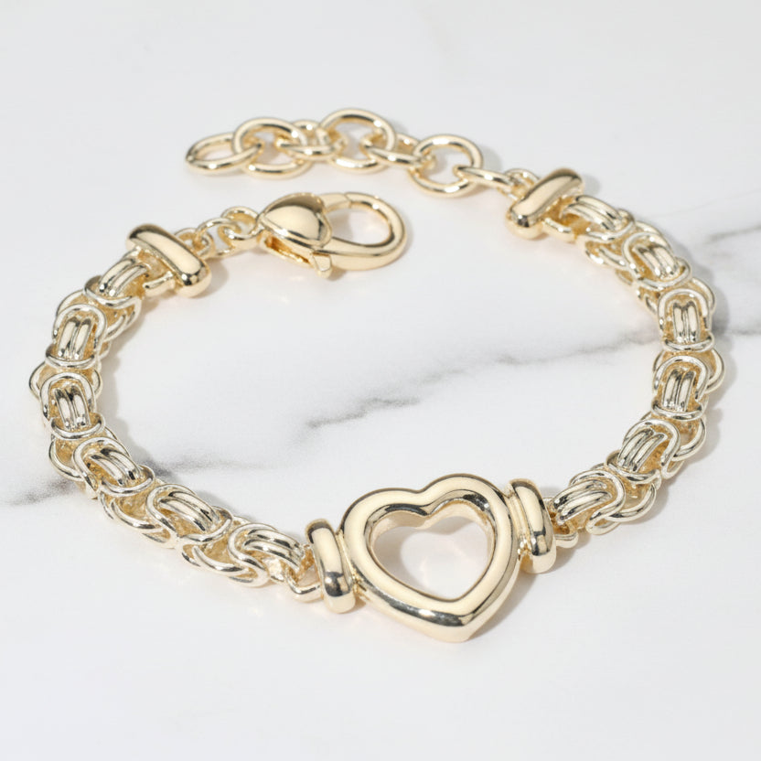 Alexa Open Heart 14K Gold Plated Chain Bracelet