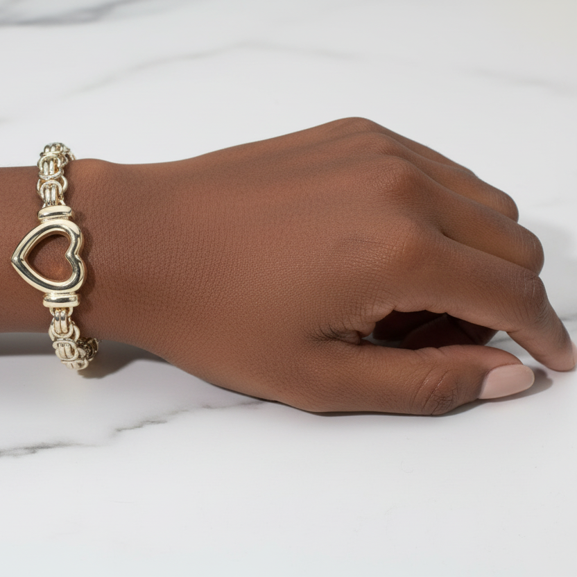 Alexa Open Heart 14K Gold Plated Chain Bracelet
