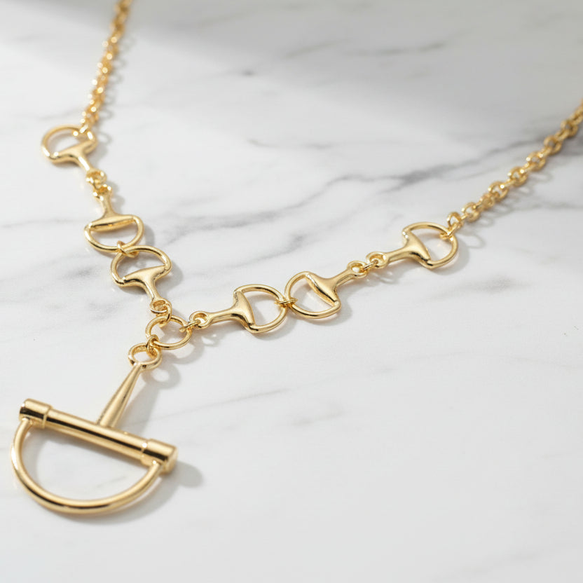 Arya Equestrian Stirrup Pendant Horsebit Necklace