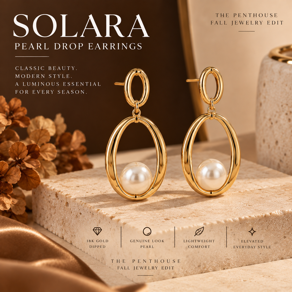 Solara 18K Gold Dipped Pearl Drop Earrings