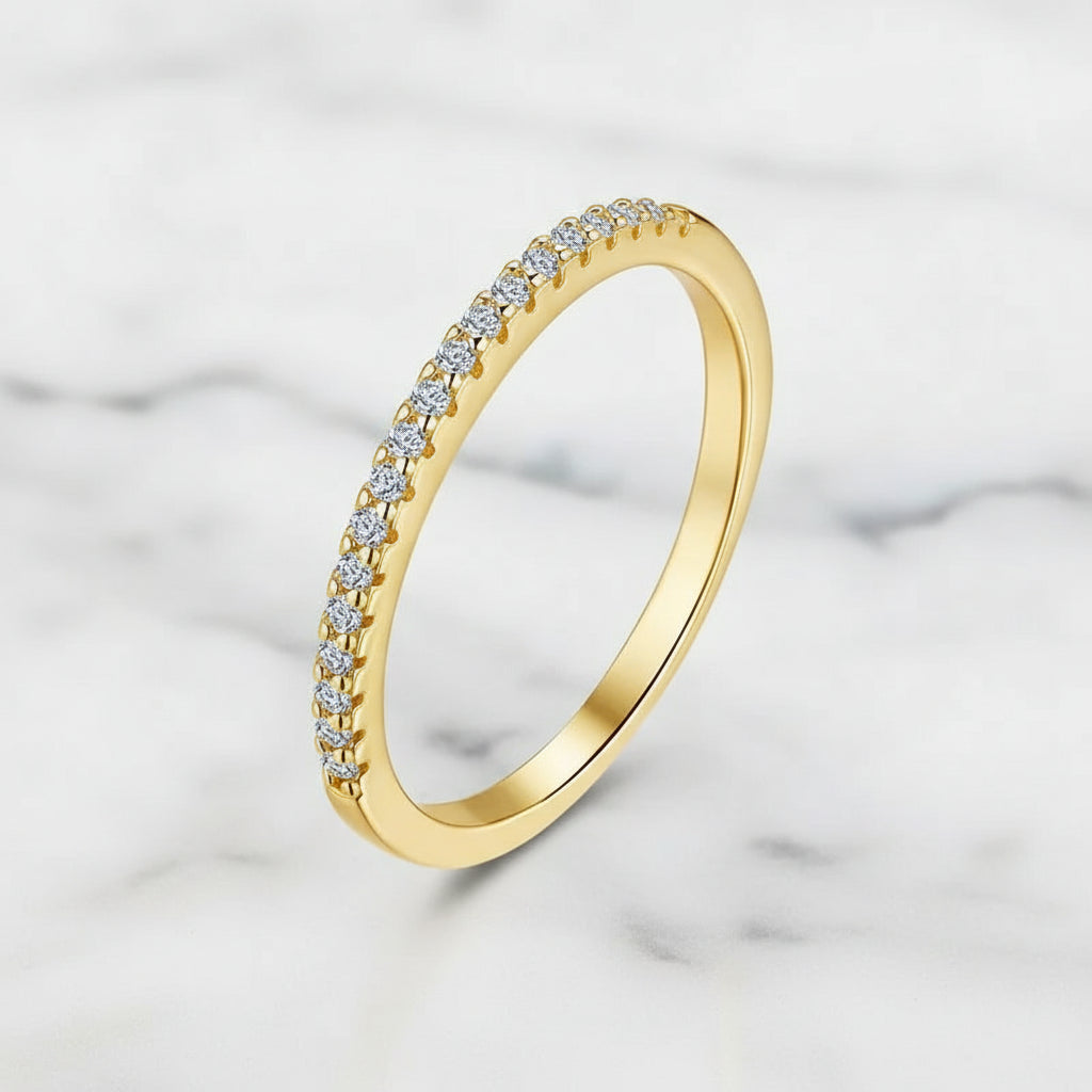 18K Gold-Plated Moissanite Ring | Crown Row S925