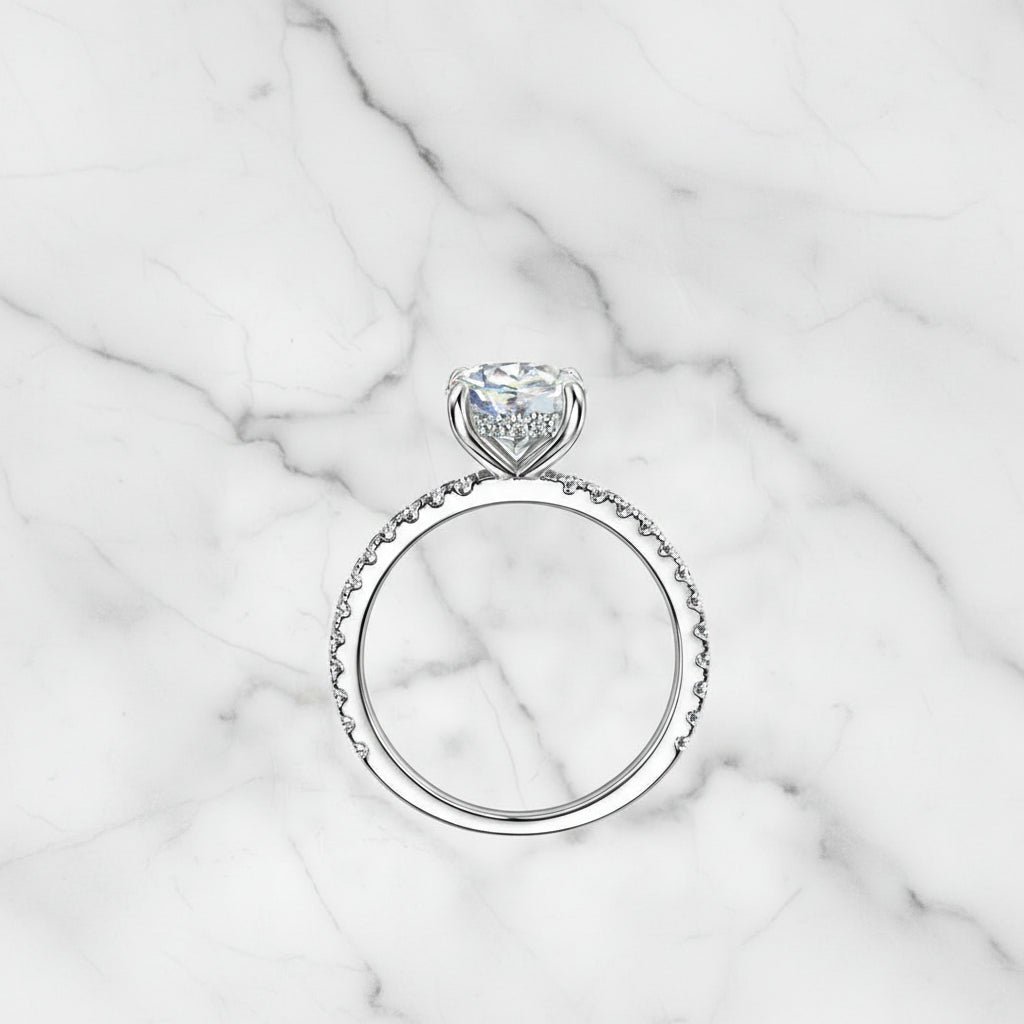 MARA 2CT D-Color VVS1 Moissanite Engagement Ring – 925 Sterling Silver Micro Pavé Solitaire