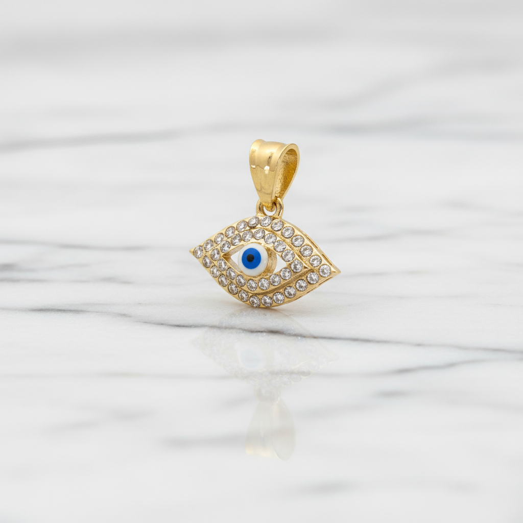 18K Gold-Filled Evil Eye CZ Charm Pendant | Water Resistant