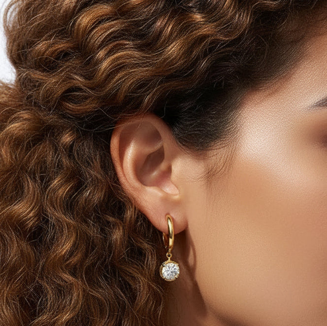 Desi Elegant Gold Moissanite Earrings | S925