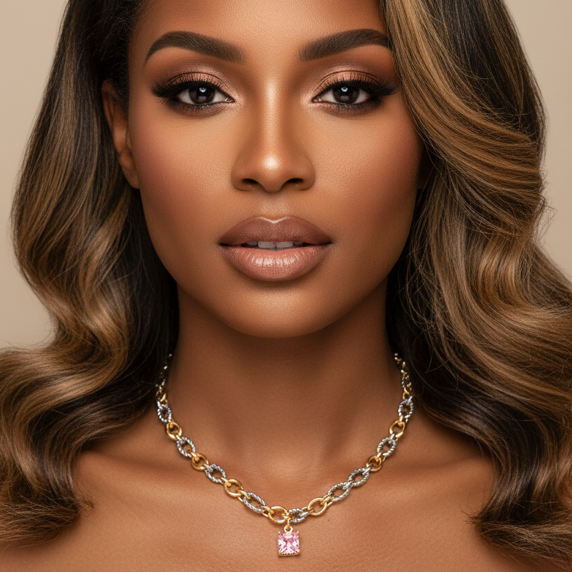 Monelle 14K Gold Plated Two-Tone CZ Necklace