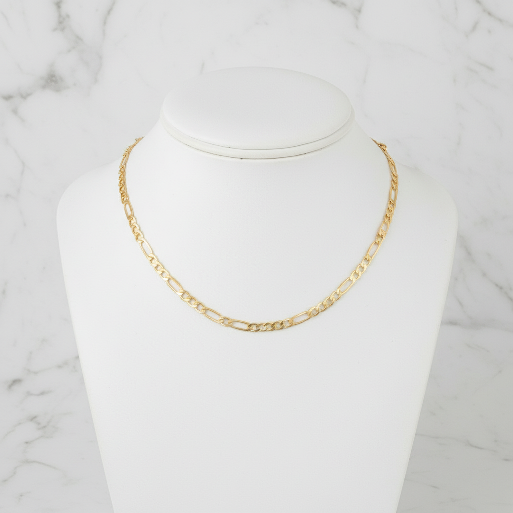 18K Gold-Filled 18in 3.7mm Figaro Chain Necklace | Water Resistant