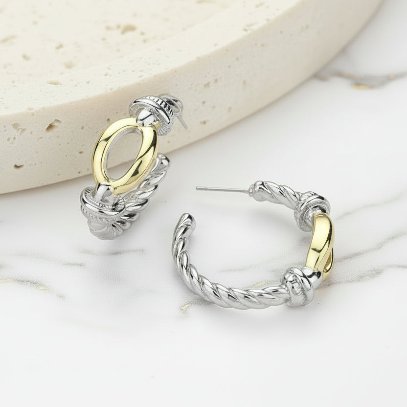 Vérité Loop Hoop Earrings | Two Tone Gold Statement Hoops