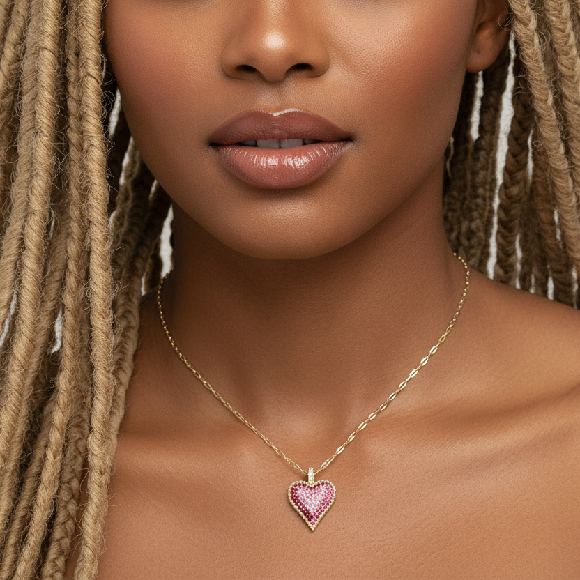 Blush Radiance Heart 14K Gold Plated CZ Pendant Necklace