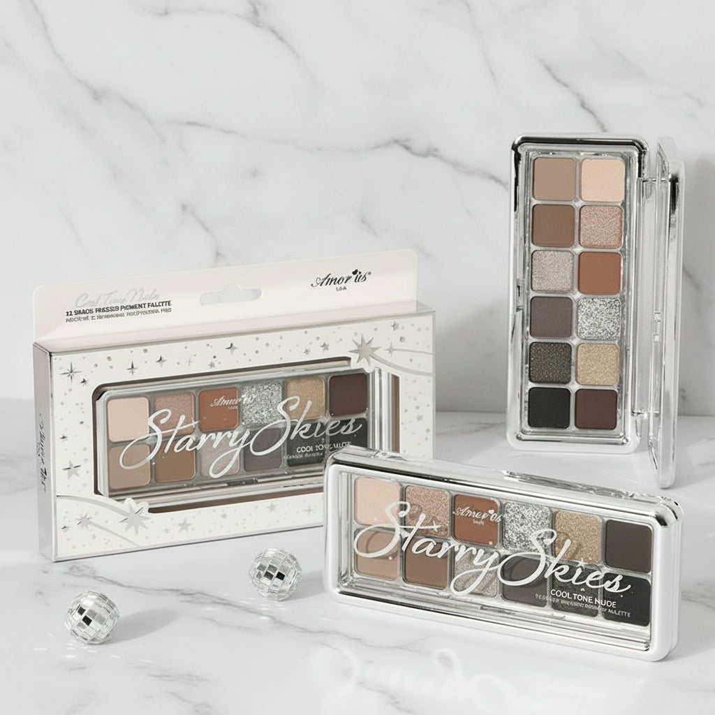 Amorus Starry Skies Cool Tone Nude Palette – 12-Shade Pressed Pigment Eyeshadow