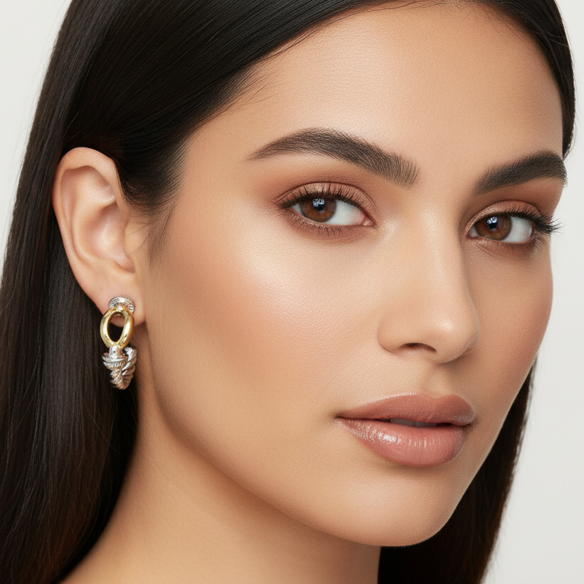 Vérité Loop Hoop Earrings | Two Tone Gold Statement Hoops