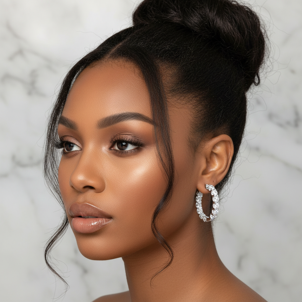 Round Moissanite Hoop Earrings S925