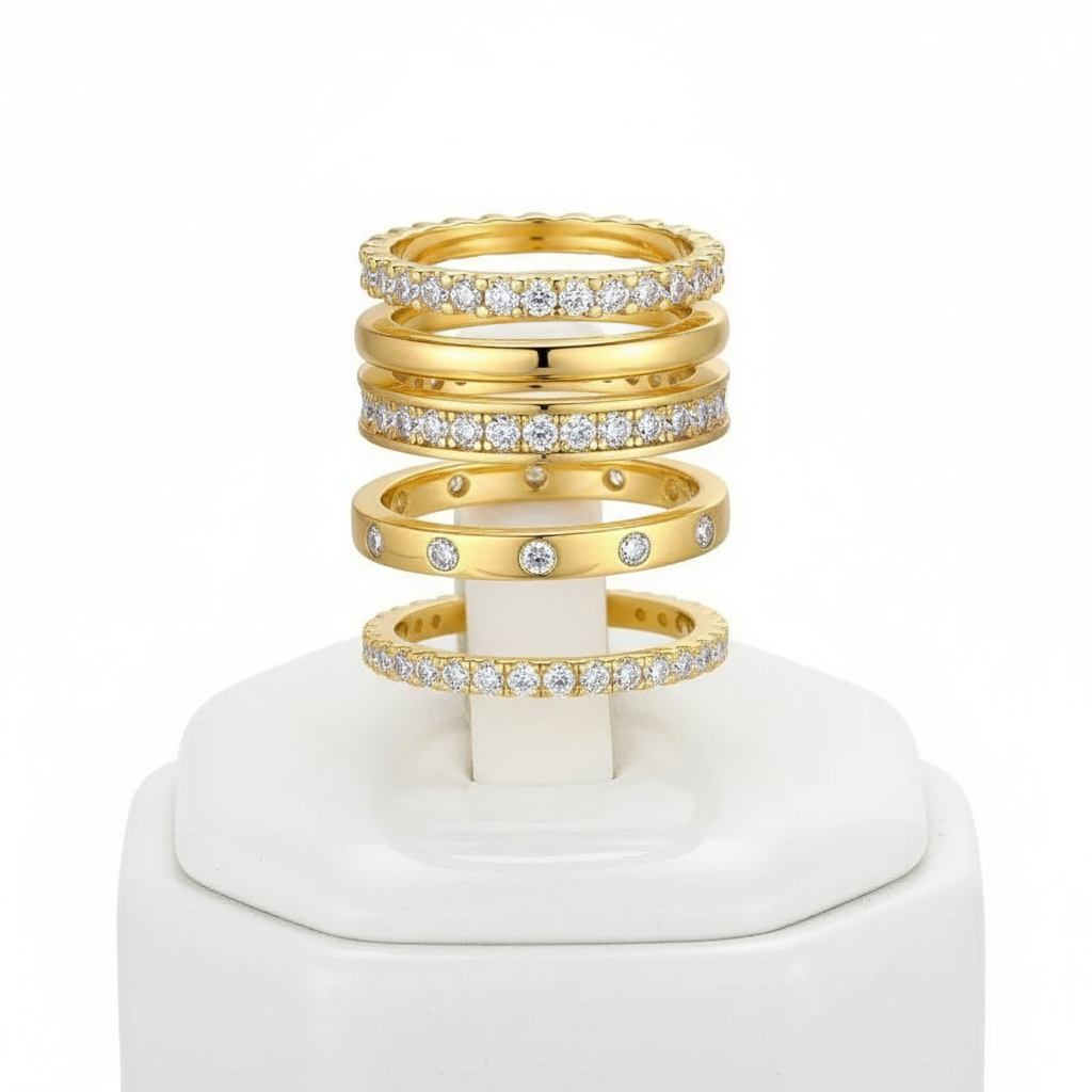 SHAI 5-Piece Moissanite Stacking Ring Set S925