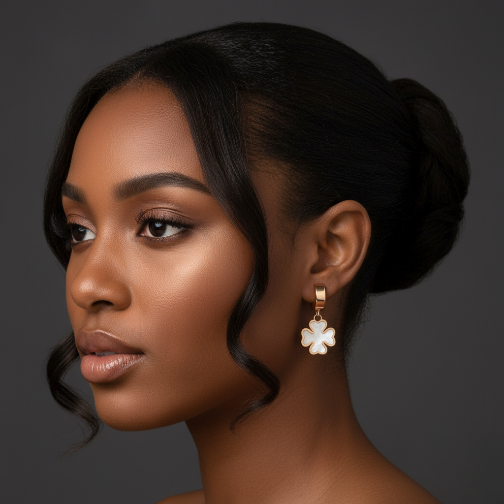 18K Gold-Filled Mother of Pearl Clover Drop Earrings | Water Resistant