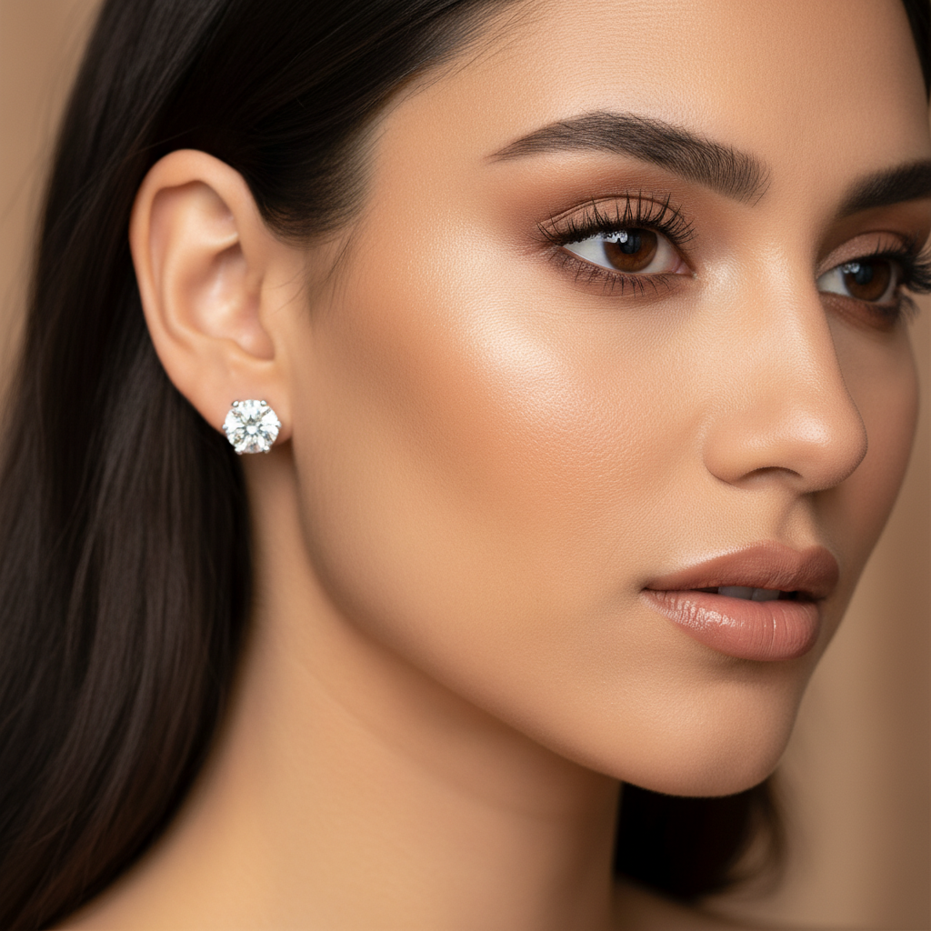 18K Real Gold Plated Geometric Moissanite Stud Earrings