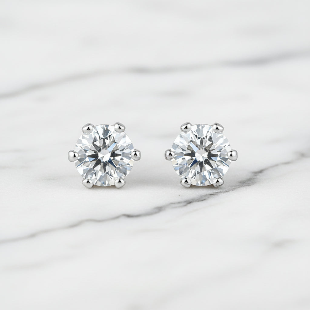 18K Real Gold Plated Geometric Moissanite Stud Earrings