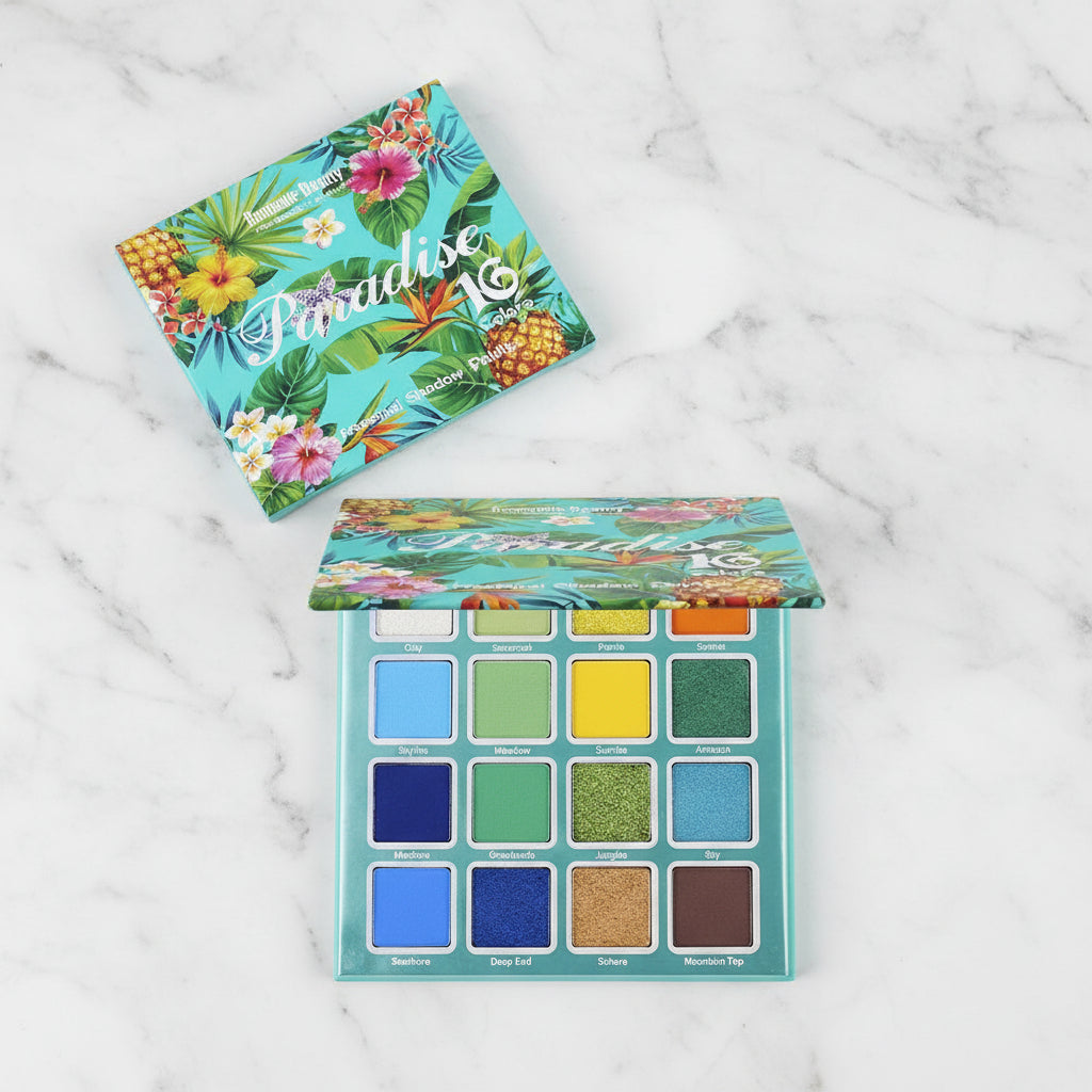 Paradise 16-Color Eyeshadow Palette – Tropical Mattes & Shimmers