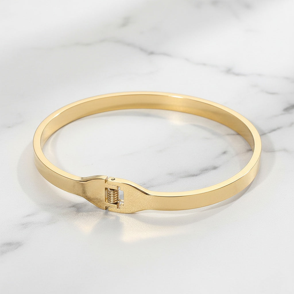 Amour Pavé Heart Bangle Stainless Steel CZ Accent