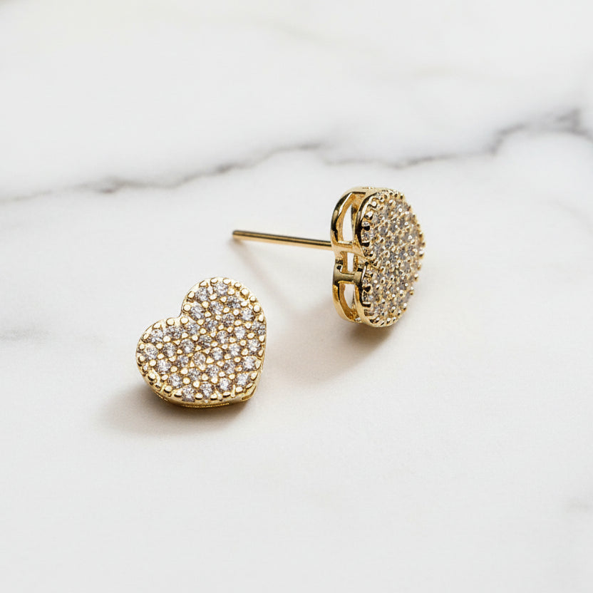 Amaria Heart Stud Earrings | 18K Gold Filled