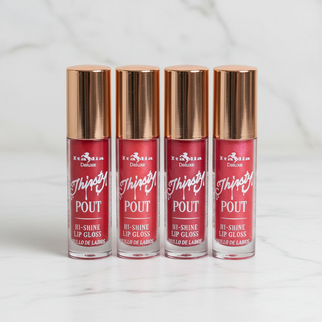 Italian Deluxe Thirsty Pout Lips Set of 4 | Hydrating Lip Gloss Collection