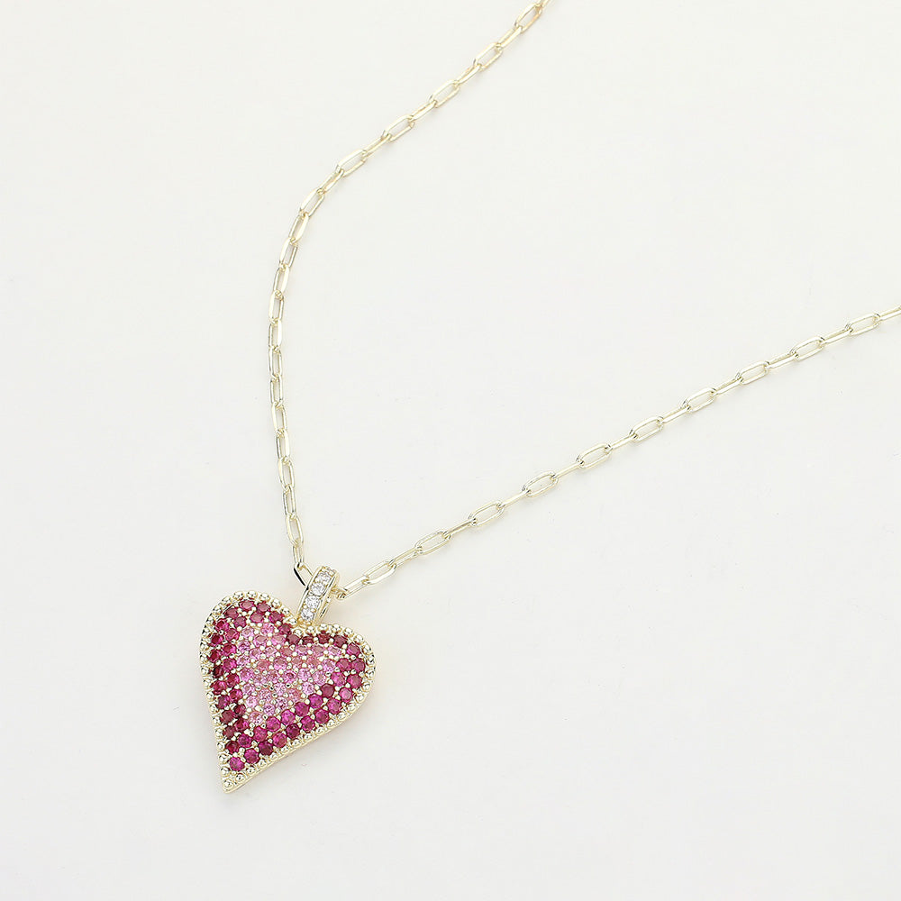 Blush Radiance Heart 14K Gold Plated CZ Pendant Necklace