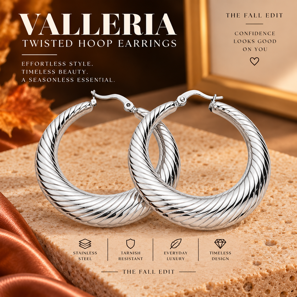 Valleria 18K Gold Dipped Textured Hoop Earrings