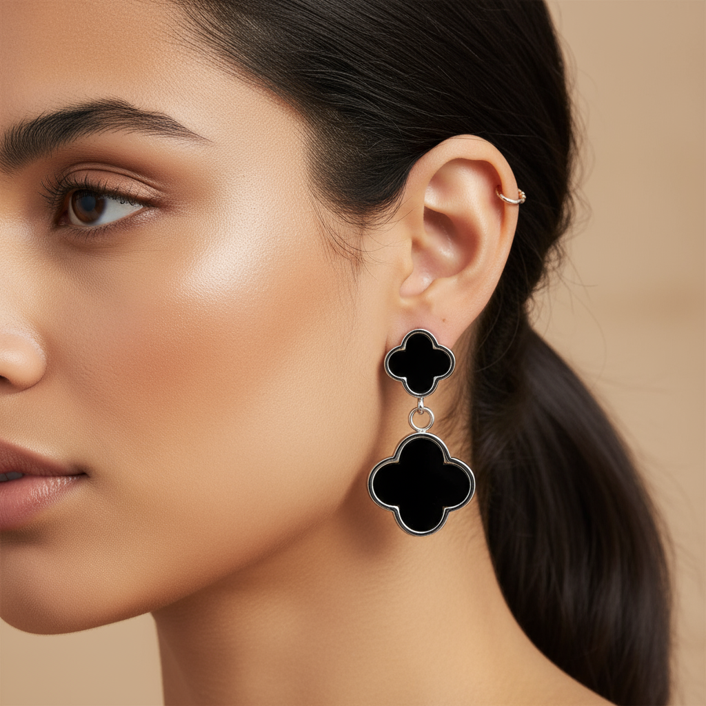 Lustrous Quatrefoil Dangle Earrings