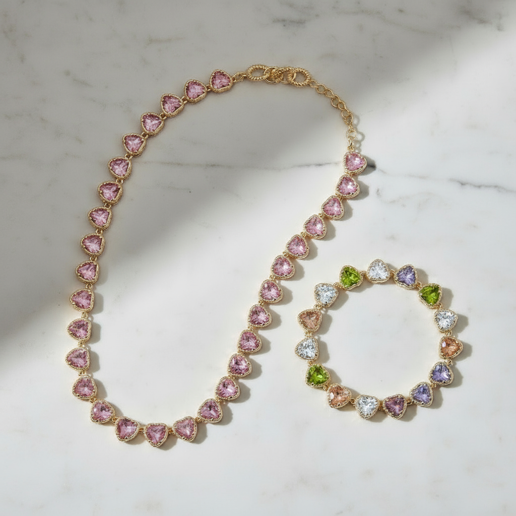 Pavé Heart Tennis Love Set: Heart Tennis Choker & Bracelet