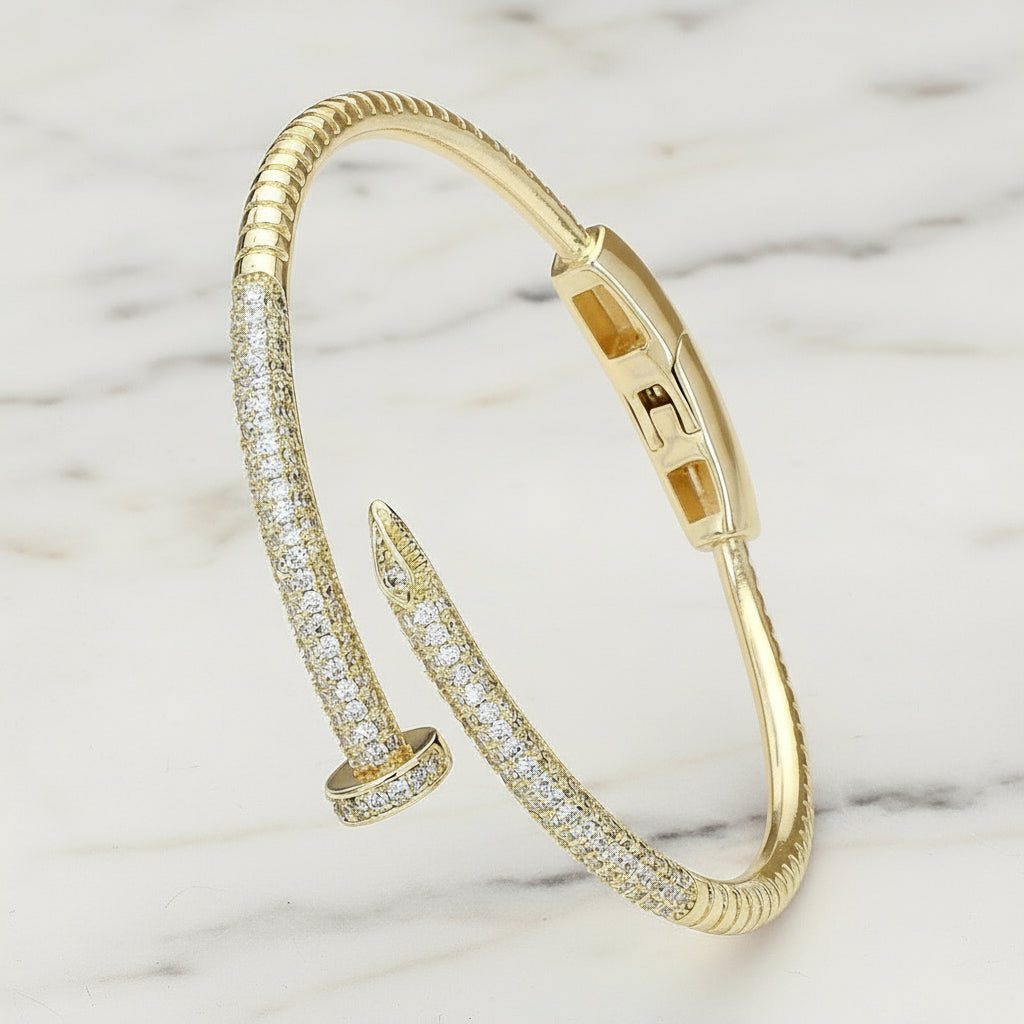 Luxe Pavé Hinged Nail Bangle Bracelet