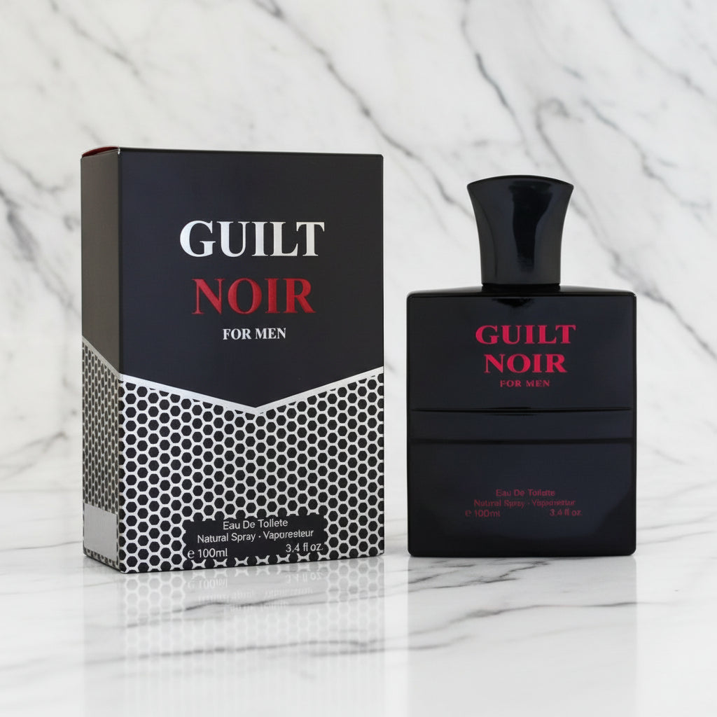 Guilt Noir For Men Eau De Toilette – Spicy Woody Masculine Scent 3.4 oz