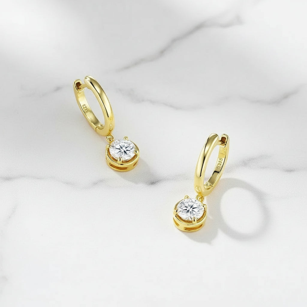 Desi Elegant Gold Moissanite Earrings | S925