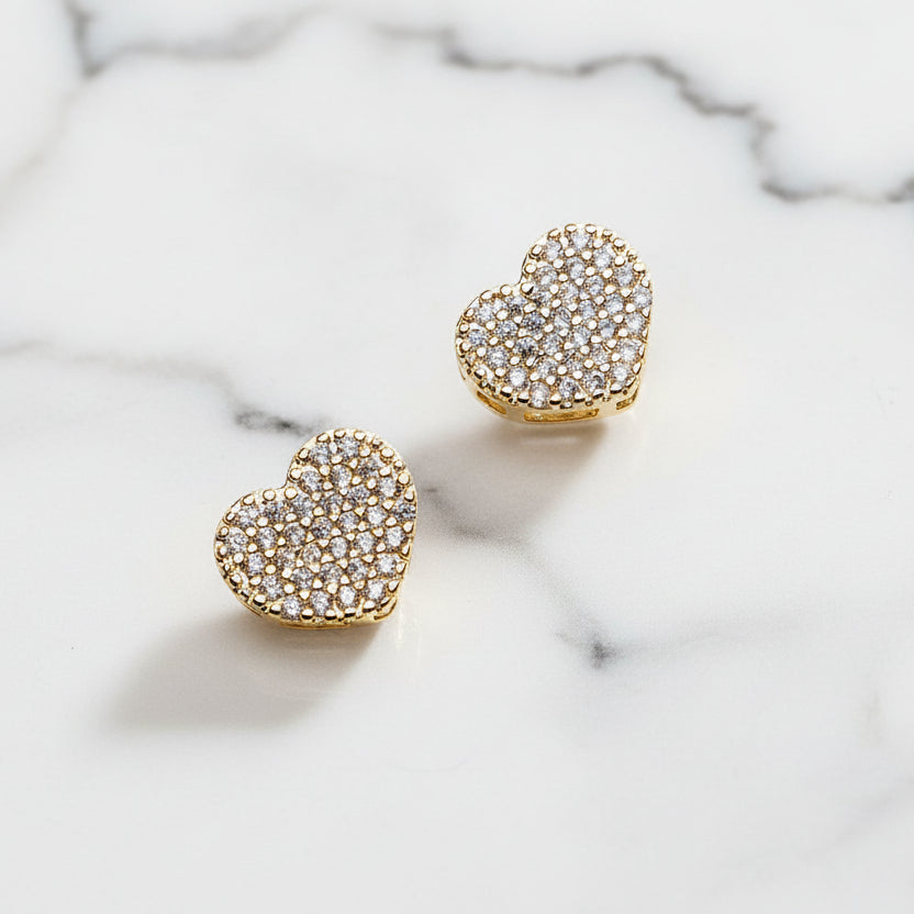 Amaria Heart Stud Earrings | 18K Gold Filled
