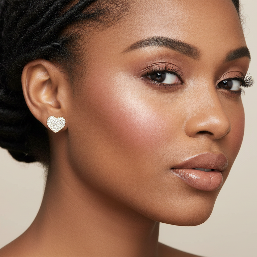 Amaria Heart Stud Earrings | 18K Gold Filled