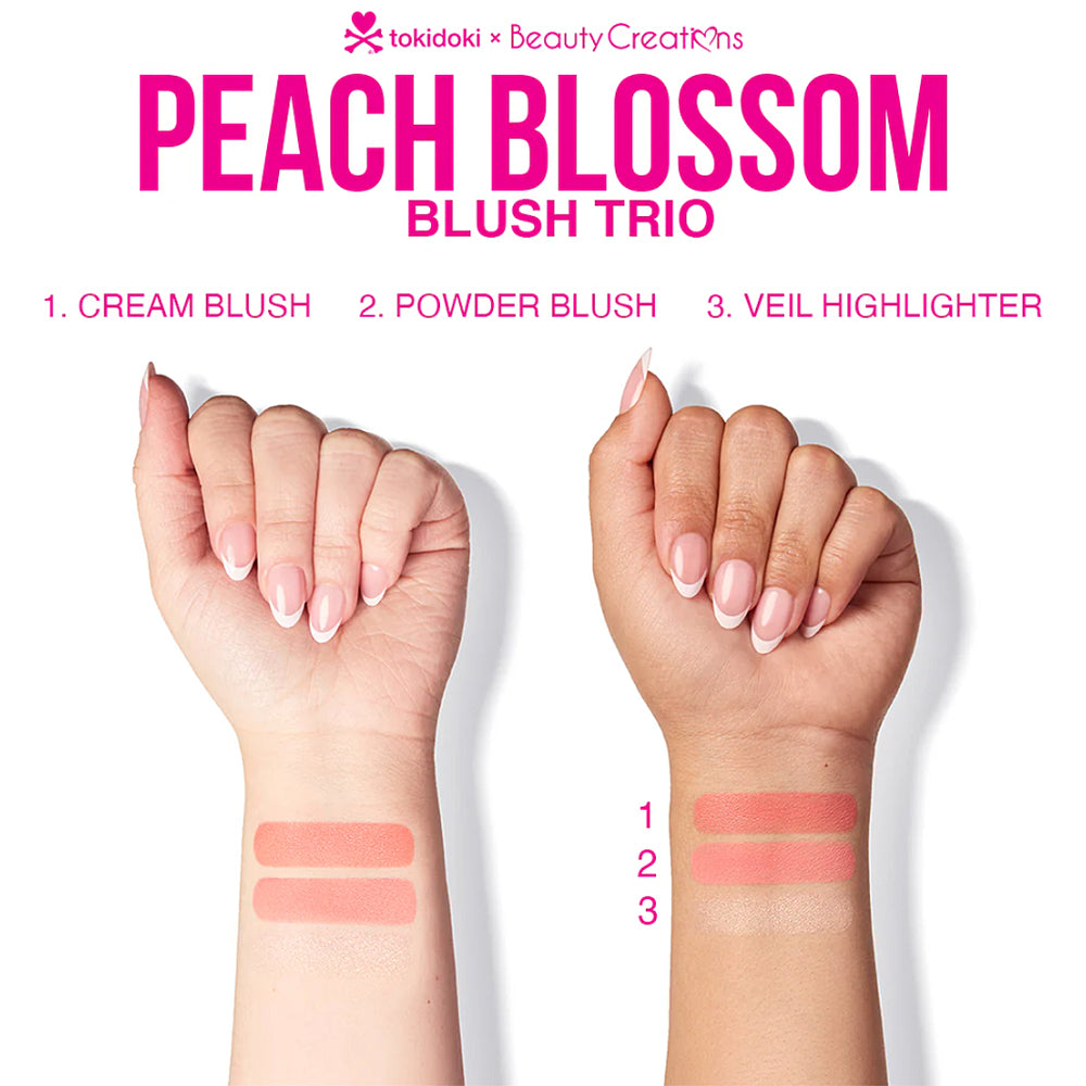 Tokidoki Peach Blossom Blush Trio: Cream, Powder & Highlighter Set