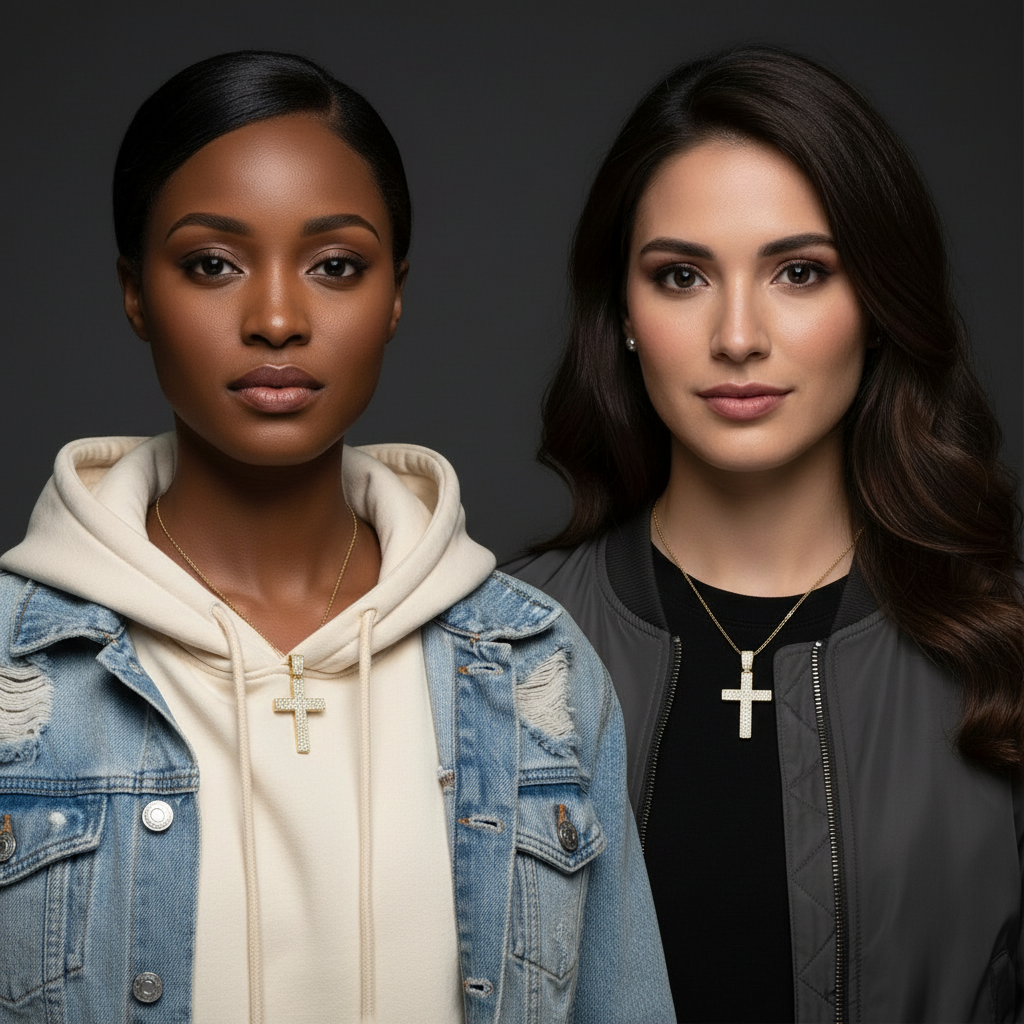 18K Gold-Filled Iced Out CZ Cross Pendant | Water Resistant