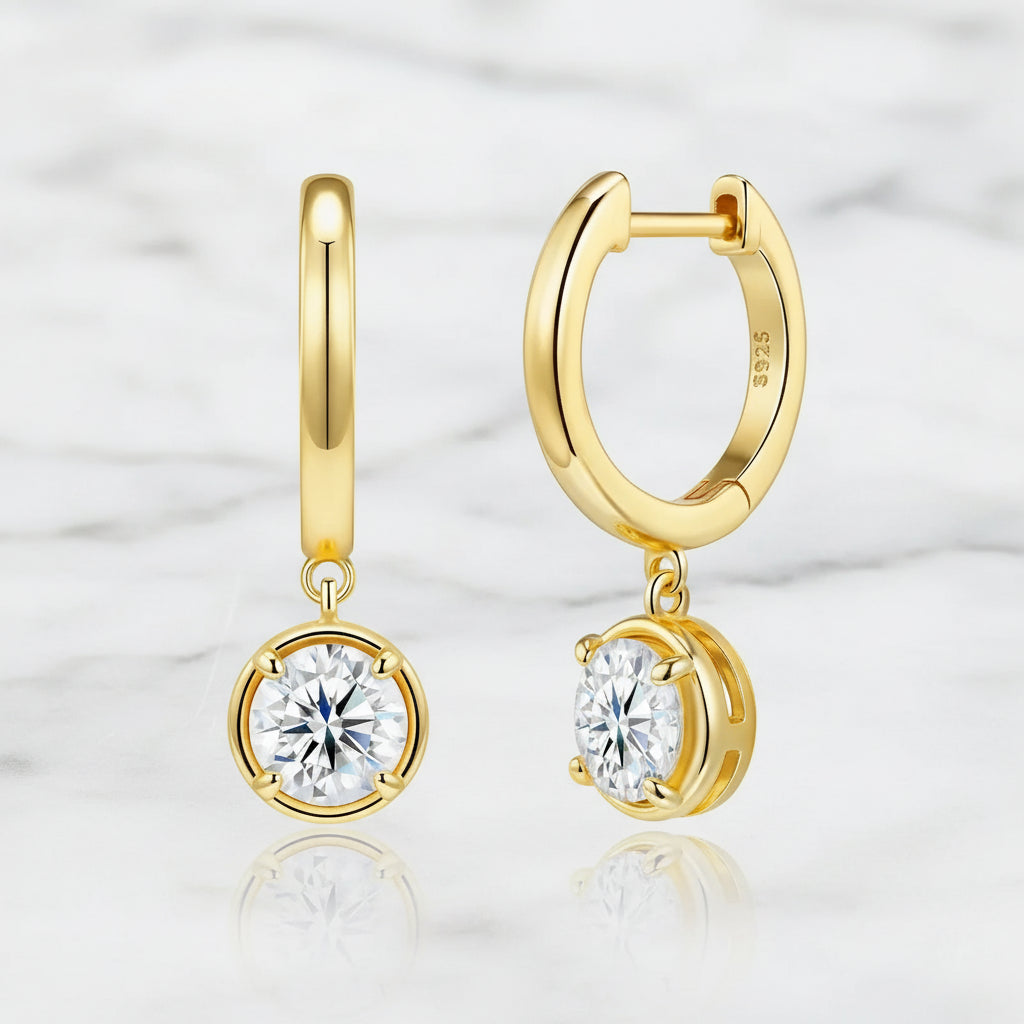 Desi Elegant Gold Moissanite Earrings | S925