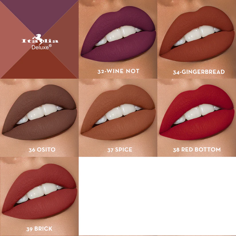 Italia Mousse Matte Lipstick Set – 6-Piece Ultra-Soft Velvet Matte Collection