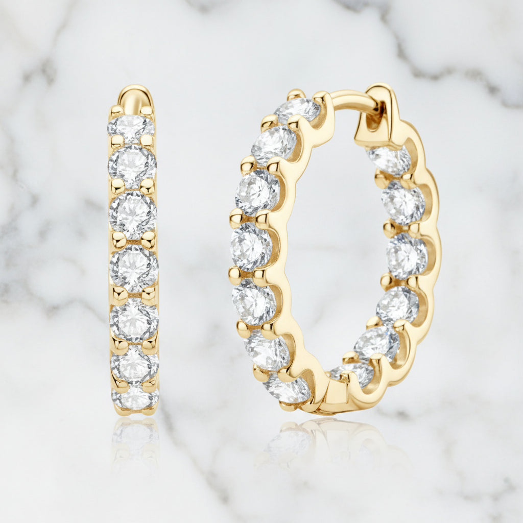 Round Moissanite Hoop Earrings S925