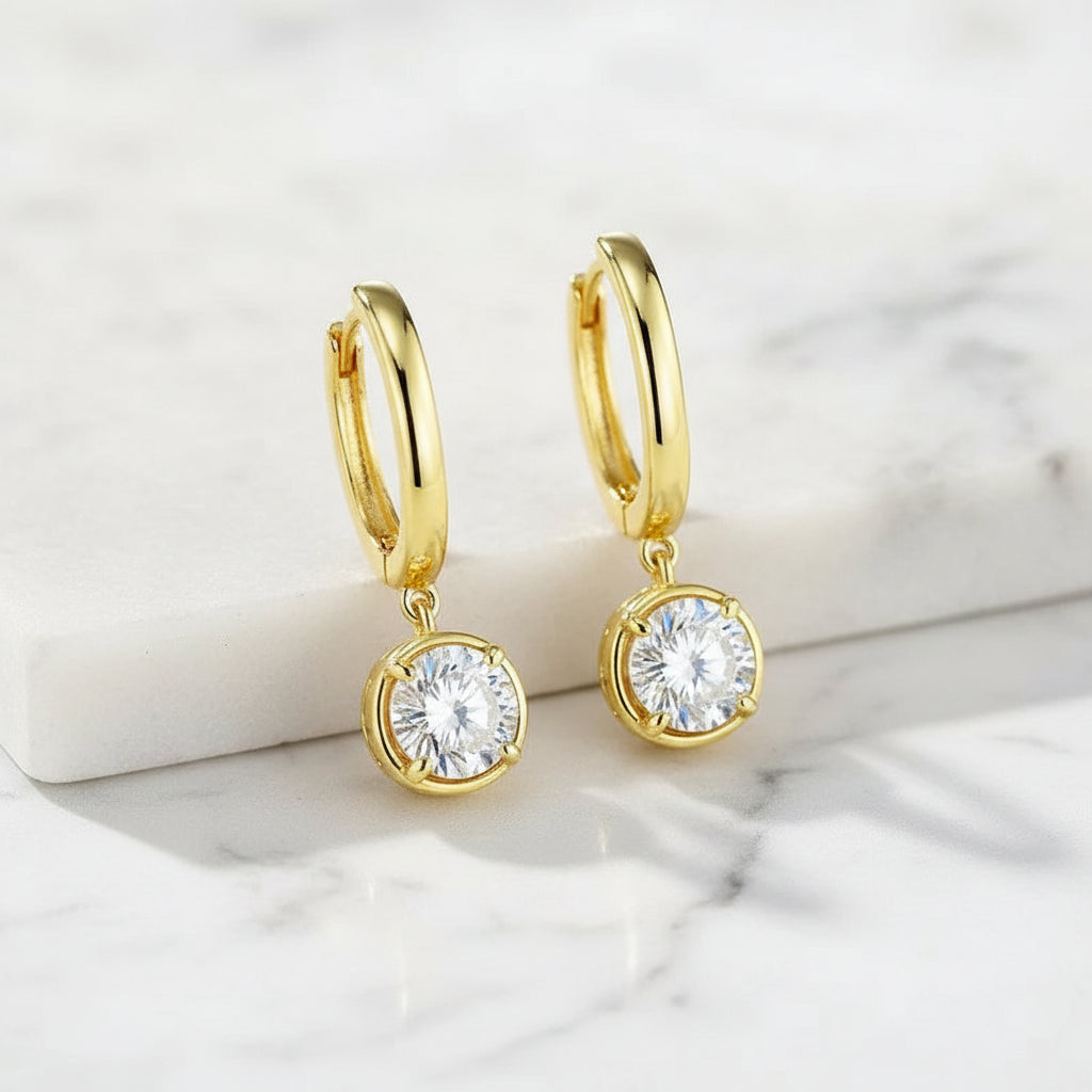 Desi Elegant Gold Moissanite Earrings | S925