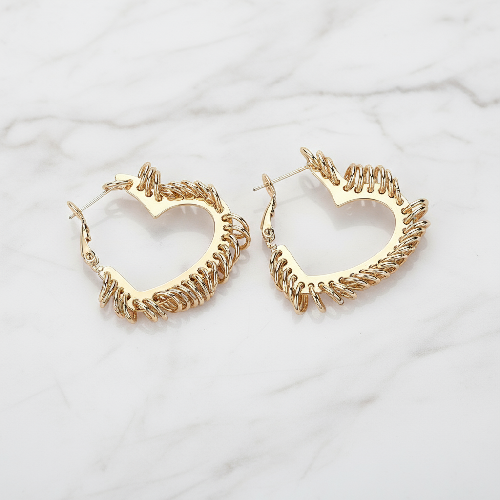 Heart Strings Coil Hoops