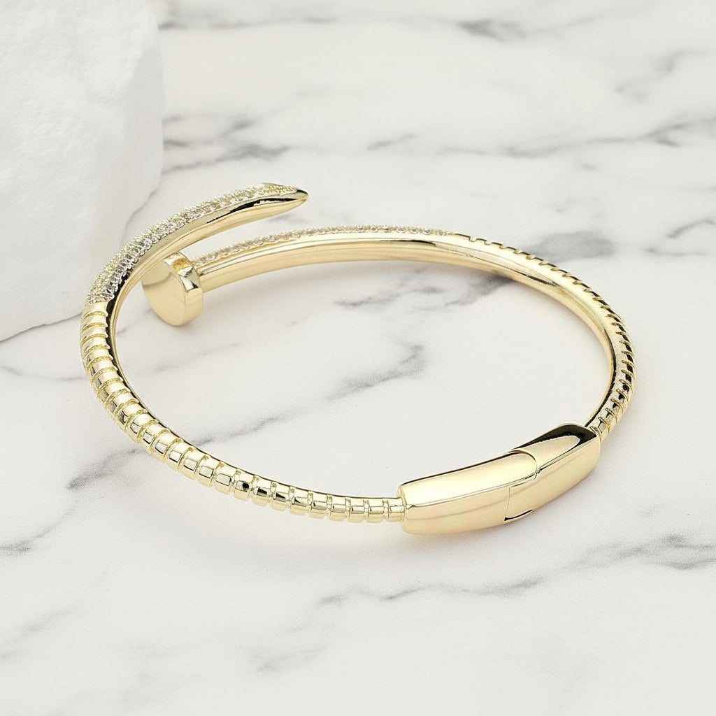 Luxe Pavé Hinged Nail Bangle Bracelet