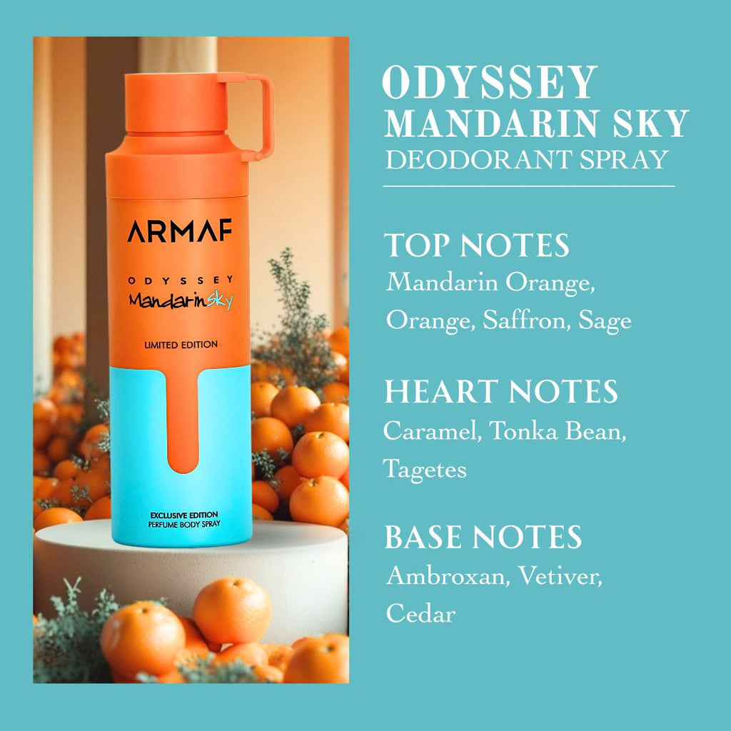 Armaf Odyssey Body Spray for Men, Mandarin Sky, Mega, Aqua