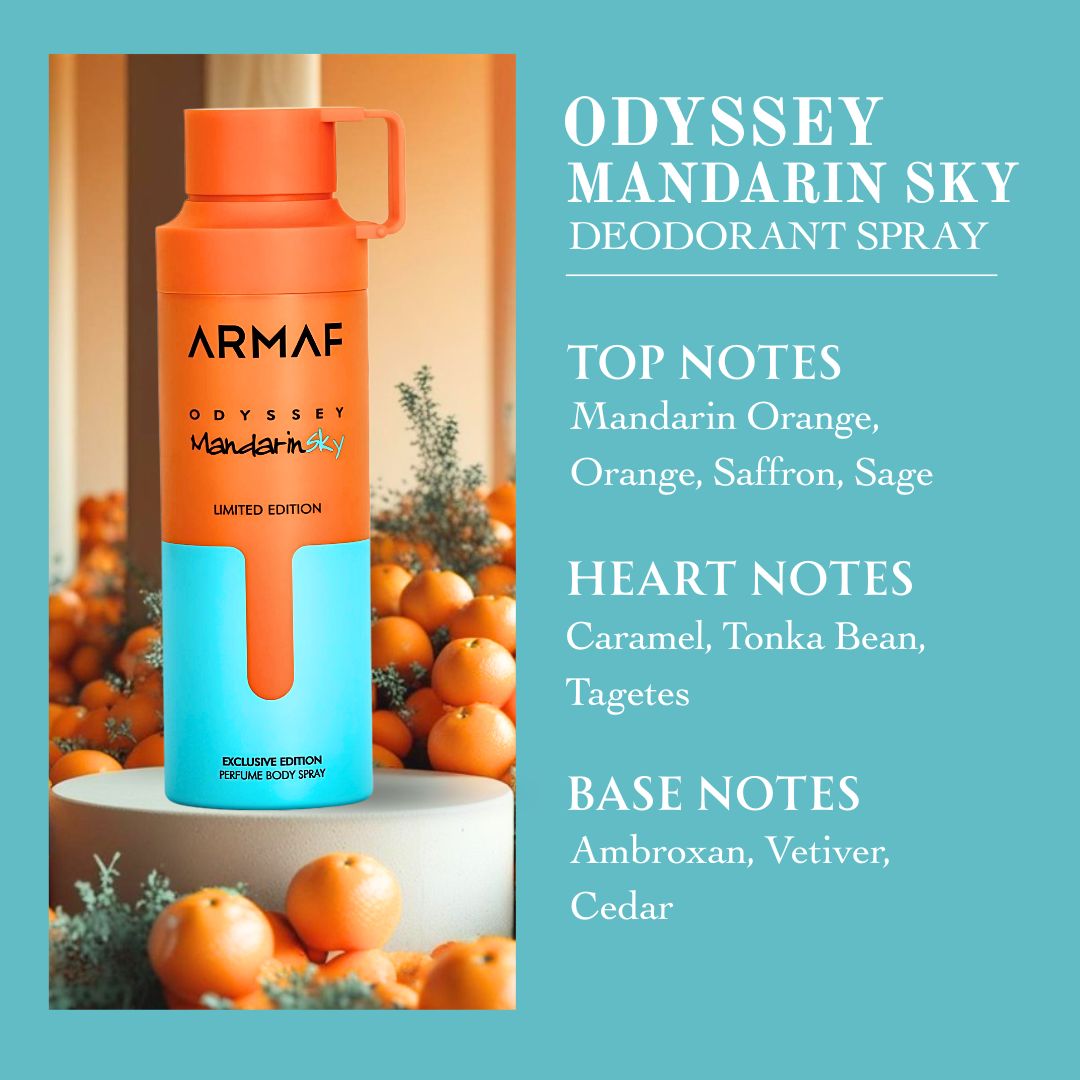 Armaf Odyssey Body Spray for Men, Mandarin Sky, Mega, Aqua