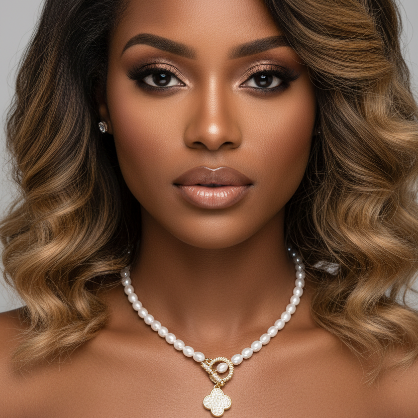 Fleur Pearl Clover Charm Necklace