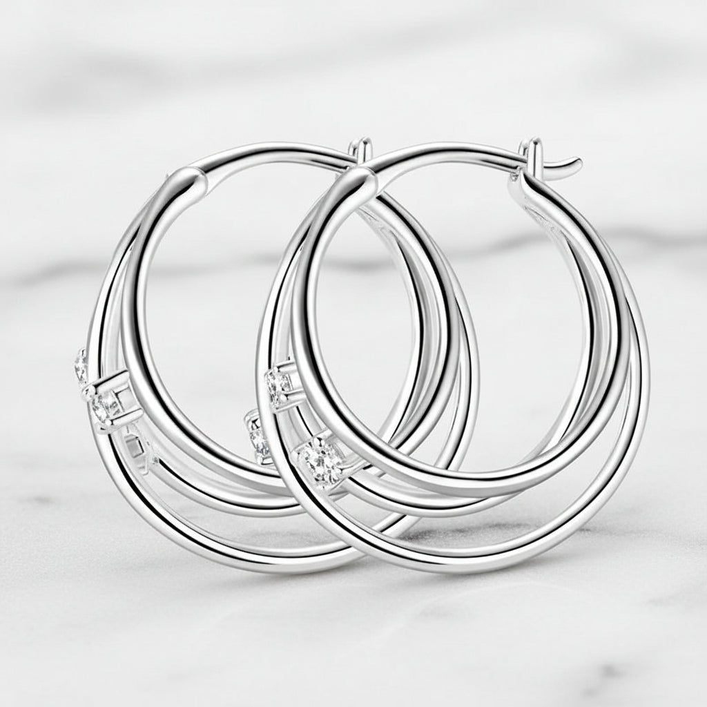 Classic Moissanite Hoop Earrings S925