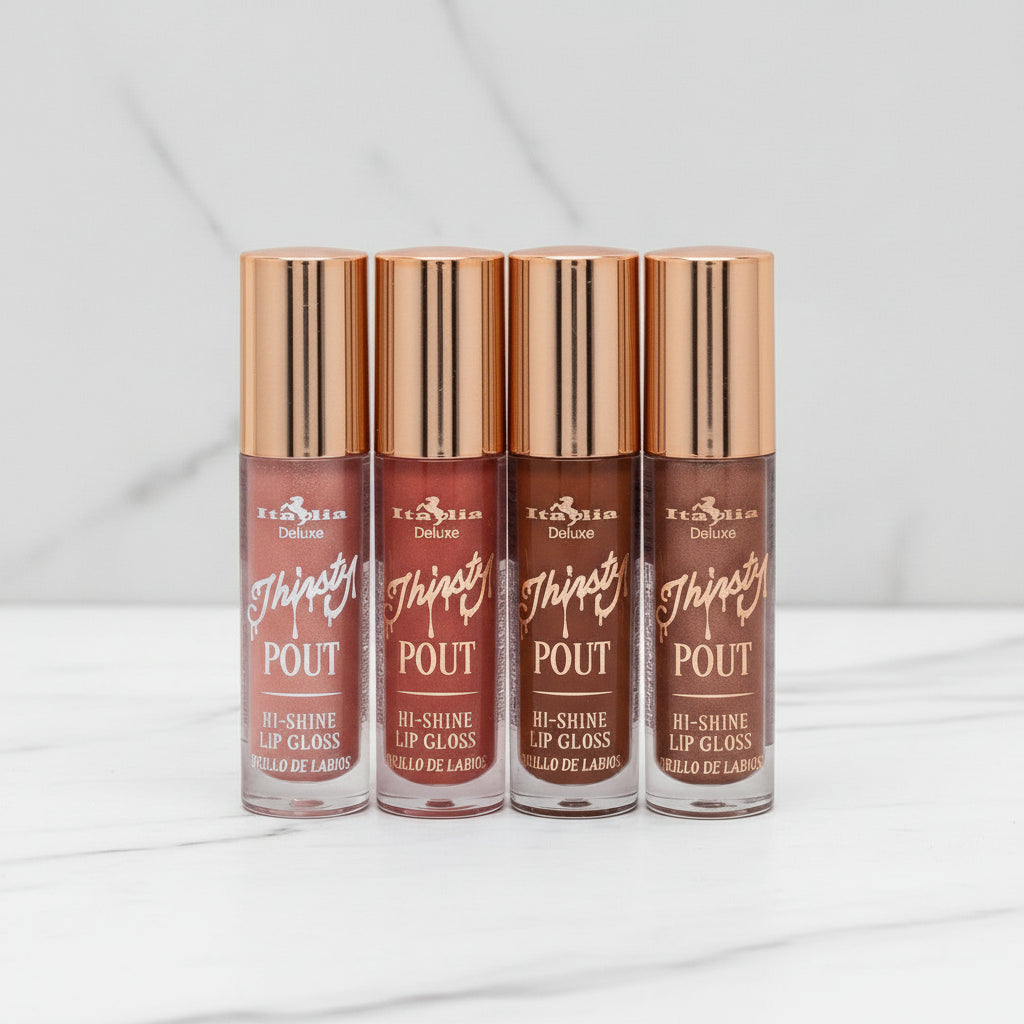 Italian Deluxe Thirsty Pout Lips Set of 4 | Hydrating Lip Gloss Collection