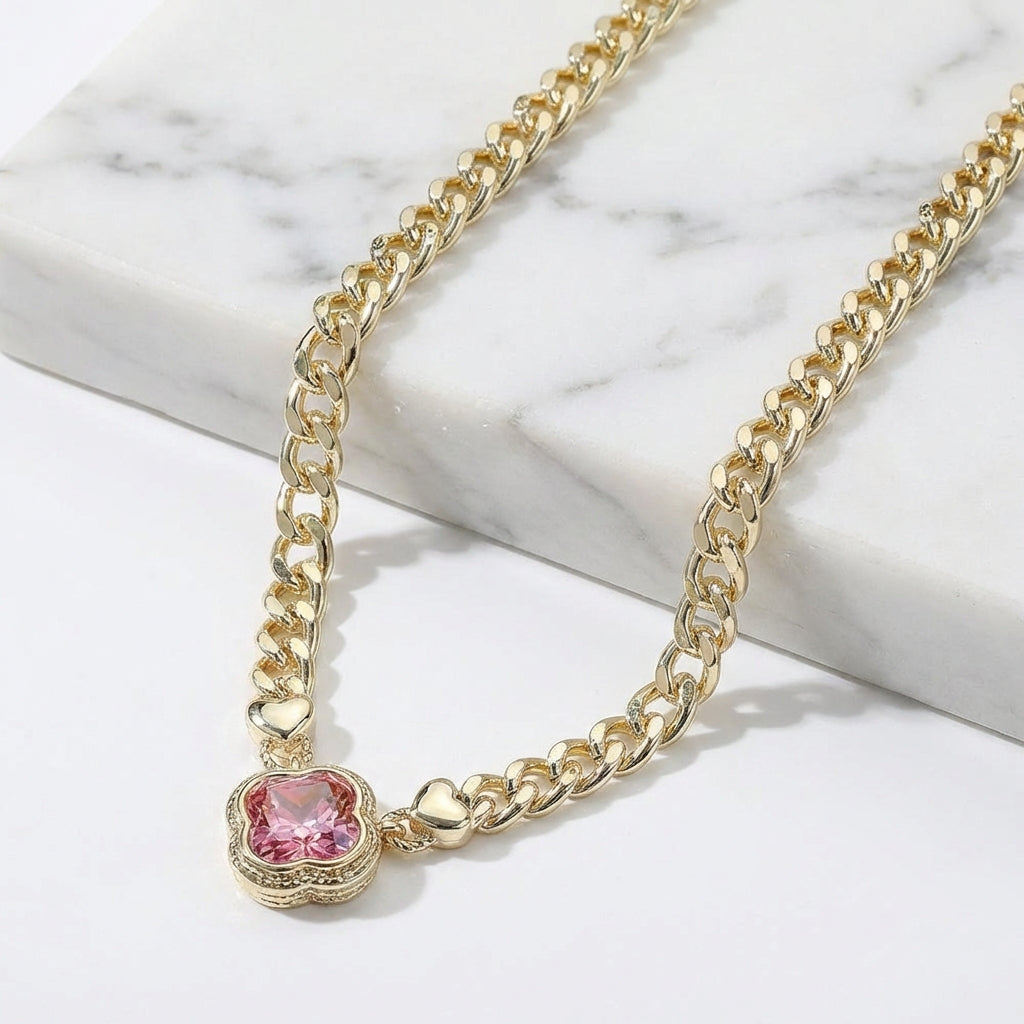 Aurelia Prism Necklace 14K Gold Plated CZ Pendant
