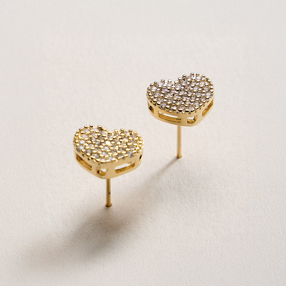 Amaria Heart Stud Earrings | 18K Gold Filled