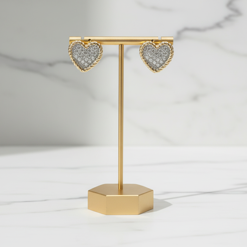 Eternal Glow Two Tone Pavé Heart Stud Earrings