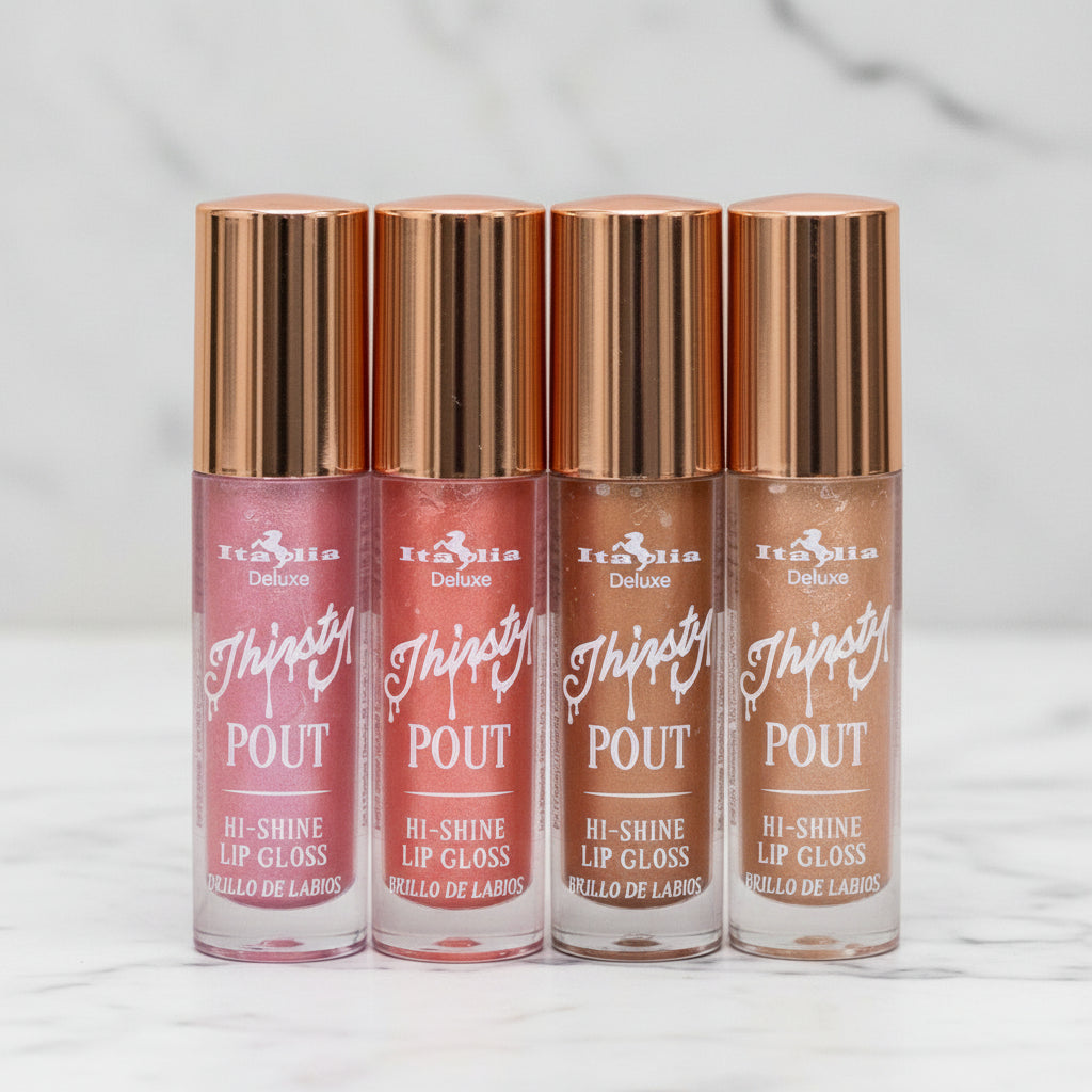 Italian Deluxe Thirsty Pout Lips Set of 4 | Hydrating Lip Gloss Collection