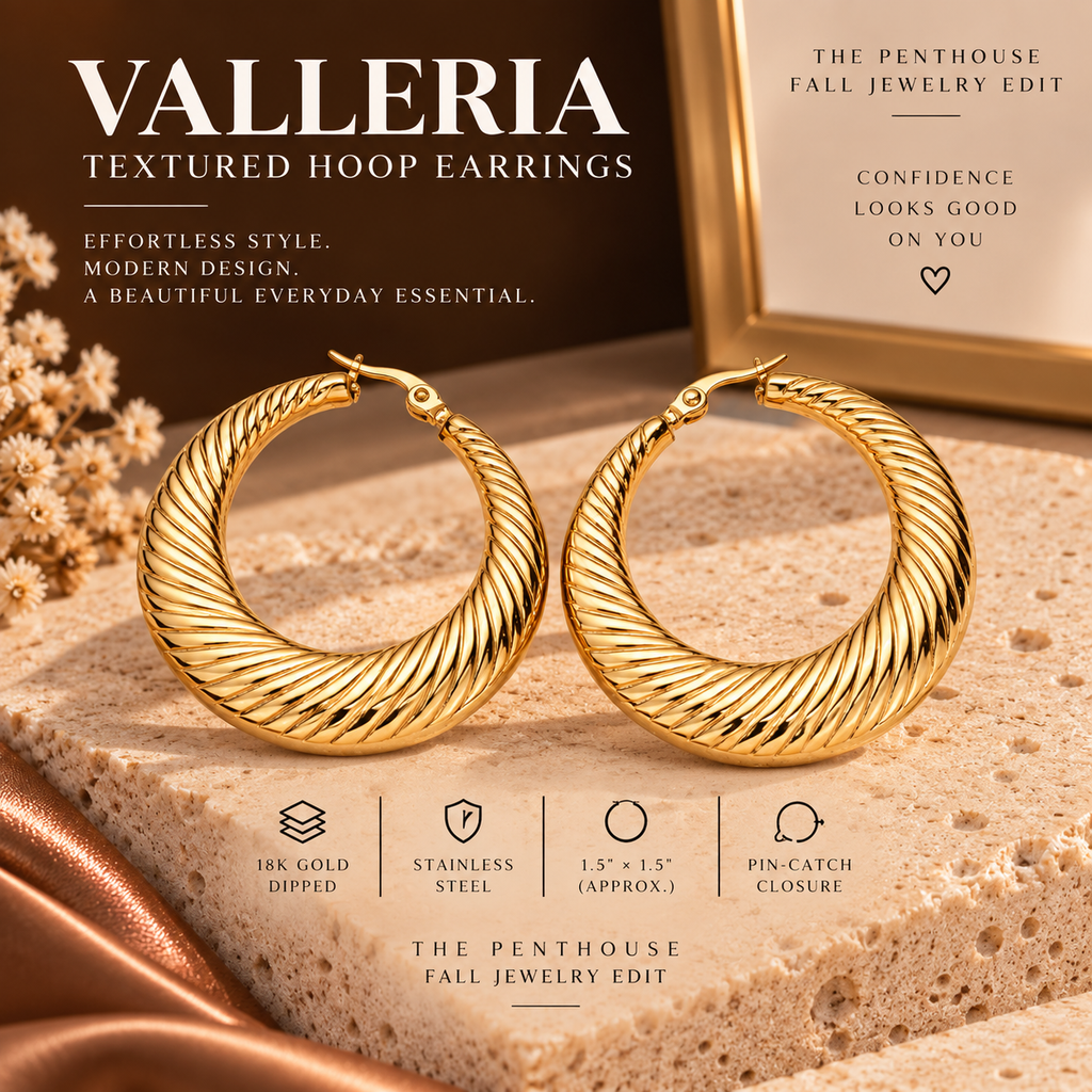 Valleria 18K Gold Dipped Textured Hoop Earrings